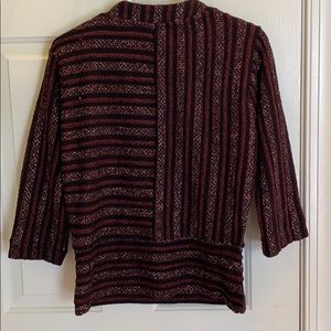 Anthropologie Maroon & Black Striped Sweater